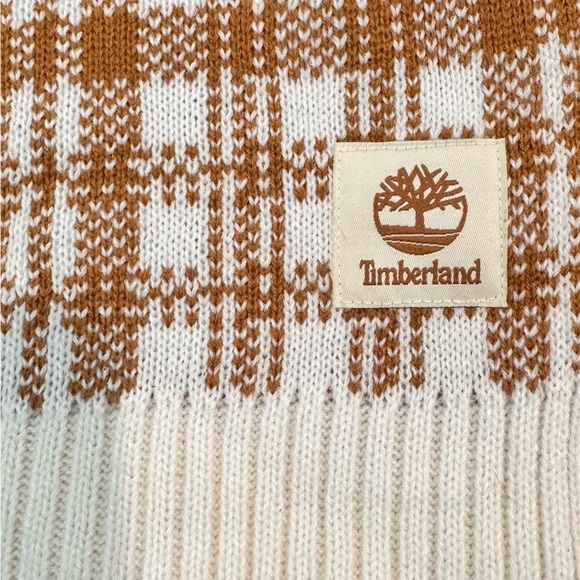Timberland Accessories - Timberland Plaid Knit Scarf - Warm Rust  and Cream - 65”